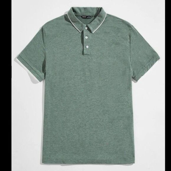 SHEIN Mens Green Short Sleeve Polo Shirt Size Medium - Picture 1 of 7